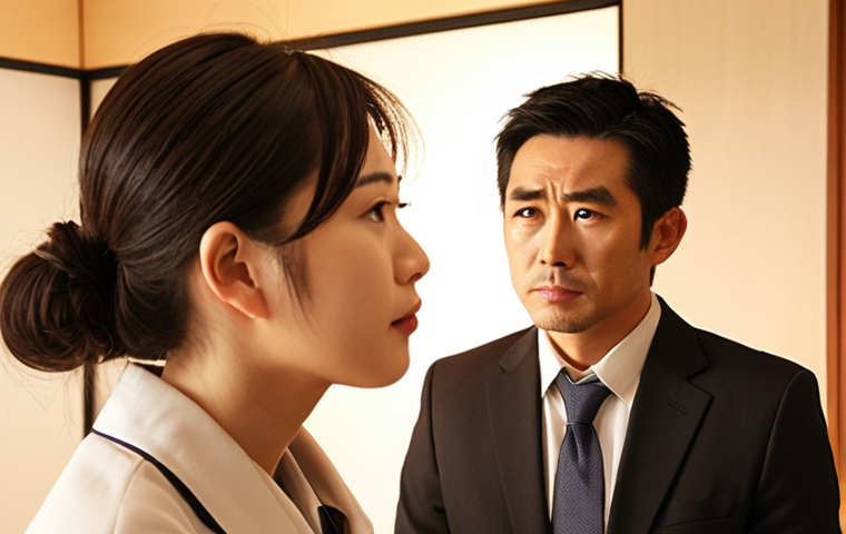 **

Prompt: A service manager attentively listening to a client, showing empathy and understanding through facial expressions and body language. Soft, warm lighting. Focus on the connection and trust between them. Japanese office setting, modern style.

**