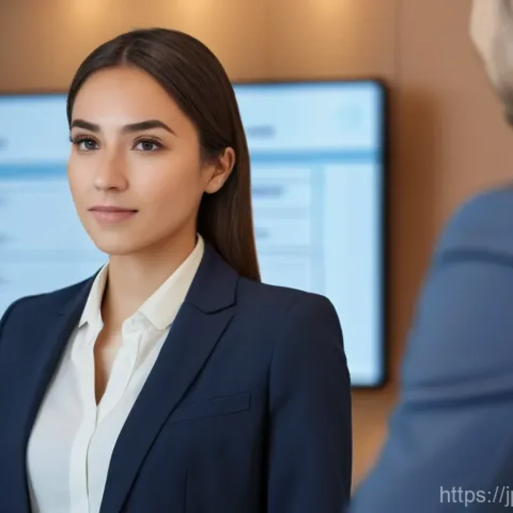 서비스관리사와 클레임 처리 절차 - A professional female customer service representative in her late 20s, wearing a neat business suit....