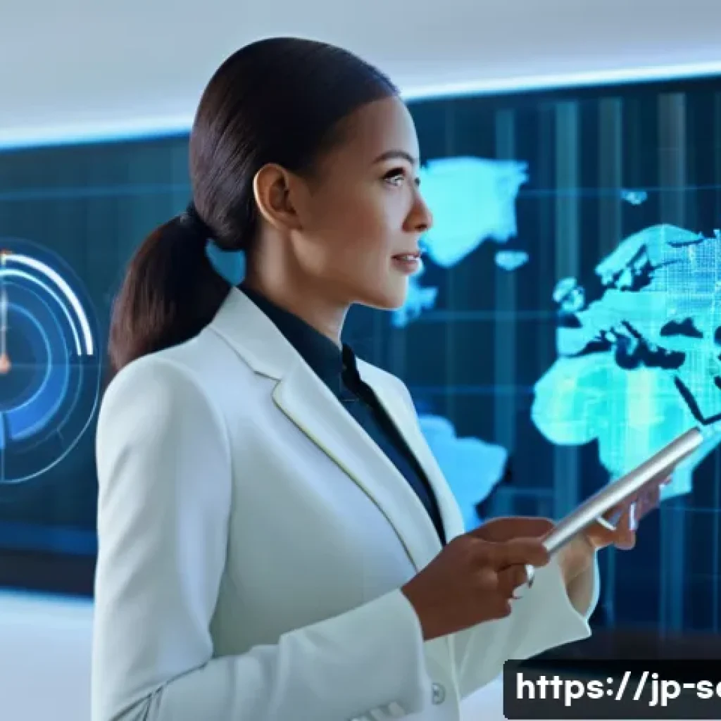 서비스관리사와 최신 기술 활용 트렌드 - **Prompt:** A professional service manager, a woman in her late 30s with neat, modern business attir...