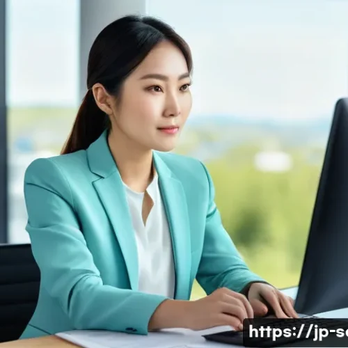 서비스관리사와 신규 서비스 런칭 준비 - **Prompt:** A professional Japanese female service manager, in her mid-30s, dressed in a stylish, sm...