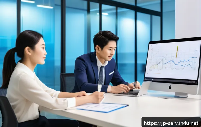 서비스관리사와 고객 참여 촉진 - A modern Japanese office setting with diverse professionals collaborating in a bright meeting room, ...